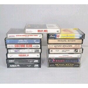 Audio Cassette Lot 15 Tapes ABBA Billy Joel Hendrix SRV Jethro Tull Chicago Ratt
